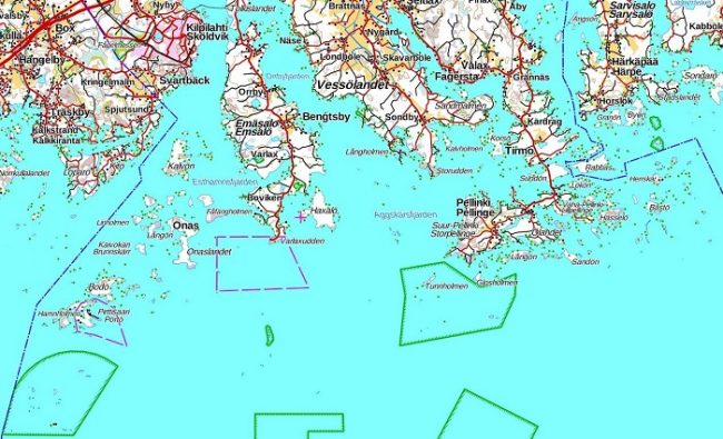 Mapa del archipiélago de Porvoo