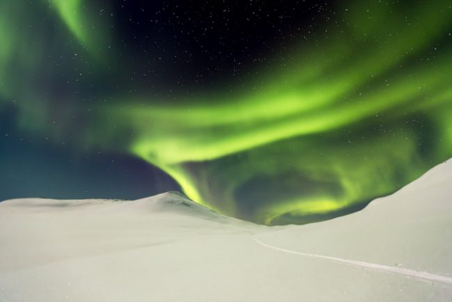 Aurora Boreal en Enontekiö muy cerca de la frontera con Noruega 