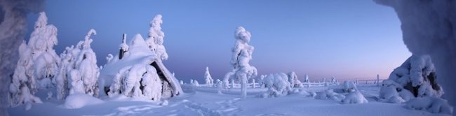 Cima de la montaña de Lampivaara en invierno donde se encuentra la mina de amatista