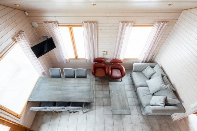 Comedor sala de estar del apartamento clase de Lujo en el hotel Ounasvaara Chalets 