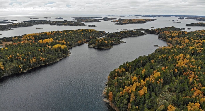 Detalle del Parque Nacional del Archipiélago de Ekenäs en otoño