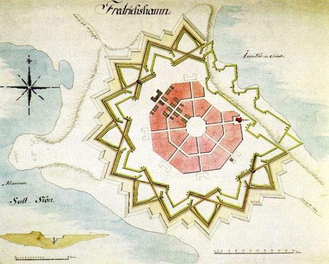 Diseño de la fortaleza de Hamina en el año 1723 por Axel Löwen 