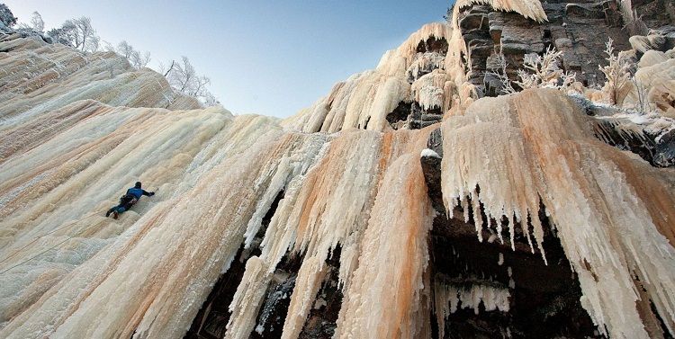 Escalada en hielo en Korouoma 