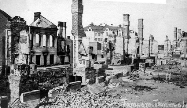 La ciudad de Tampere destruida durante la Guerra Civil de Finlandia 