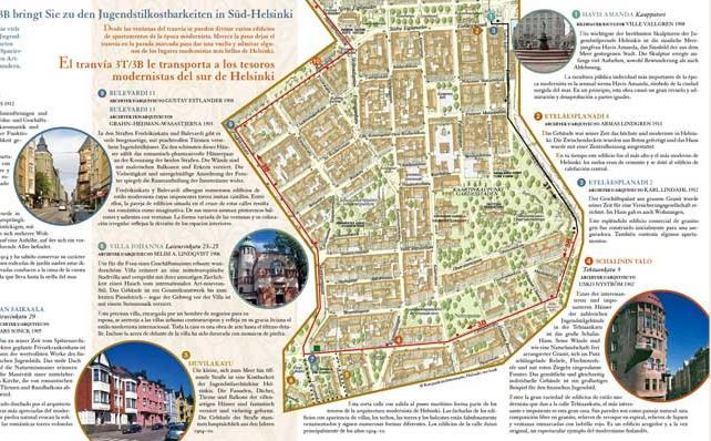 Pincha sobre la imagen y descarga el mapa de la ruta modernista de Helsinki en tranvia