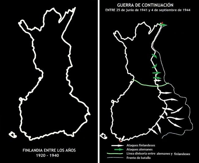 Mapas. Antes del conflicto y durante la Guerra de Continuación.