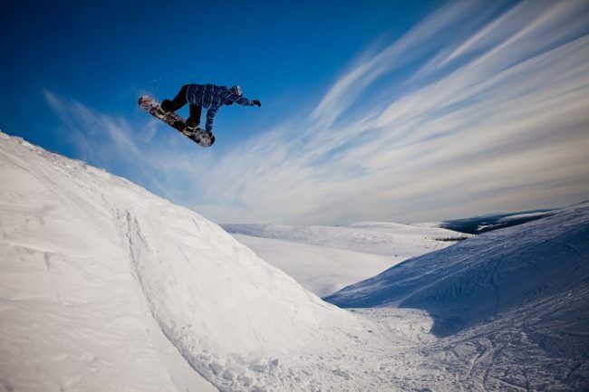 Snowboarding en Pyhä 