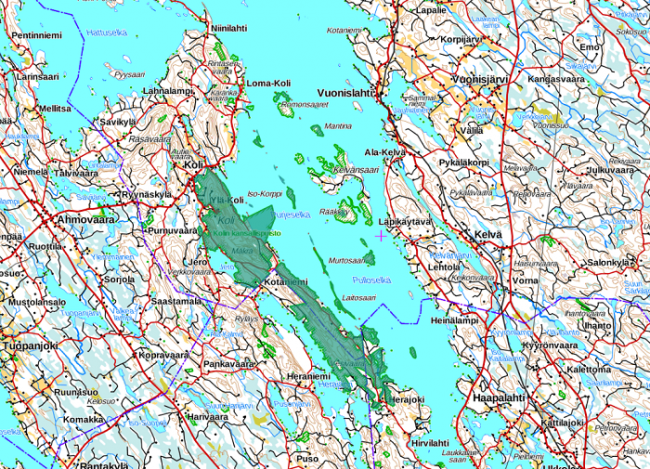 El área del Parque Nacional de Koli ocupa también algunas islas del lago Pielinen 
