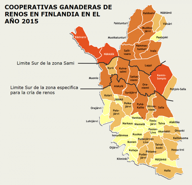 Límite de las cooperativas de cría de renos en Finlandia 