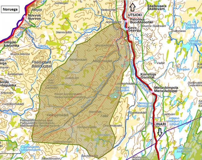 Mapa de la Reserva Natural de Kevo 