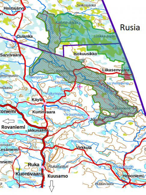 Mapa de la ubicación del Parque Nacional de Oulanka 