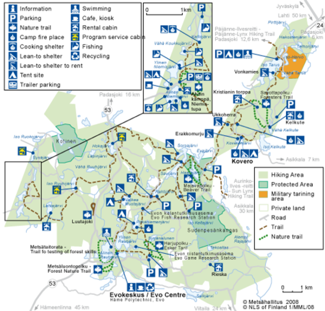 Mapa-informativo-de-la-zona-de-senderismo-de-Evo_fotoMetsähallitus-NationalParks